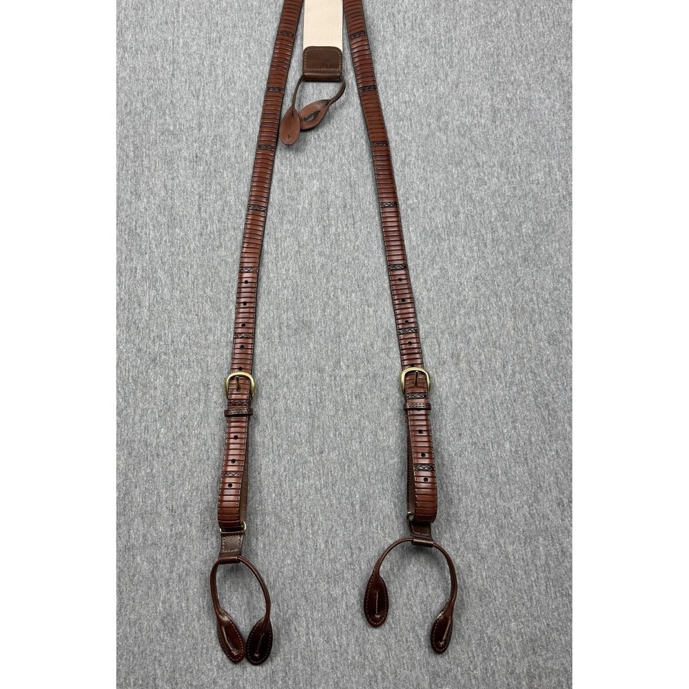 TORINO BROWN LEATHER SUSPENDERS BRACES Made in USA